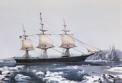 Clipper Ship Red Jacket nel ghiaccio al largo di Capo Horn durante il viaggio dall