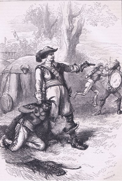 Colonnello Atherton e gli indiani 1661, illustrazione da Cassell