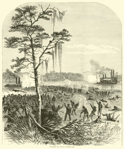 Attacco terrestre confederato alla flotta di Porter, aprile 1864 da American School