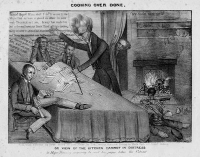 Cottura eccessiva, o, Vista del gabinetto di cucina in difficoltà da American School