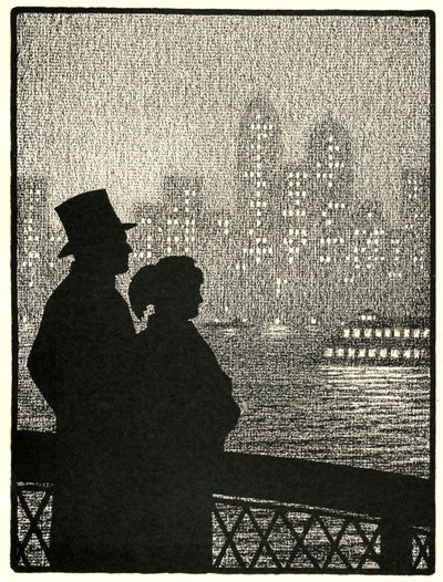 Coppia che guarda lo skyline di Manhattan da American School