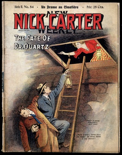 Copertina di "Nuovo settimanale di Nick Carter: Un dramma al cimitero", sd inizio XX secolo da American School