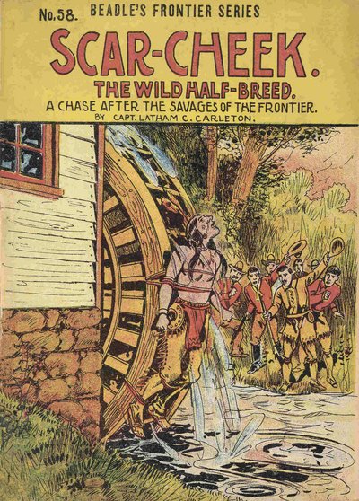 Copertina del libro "ScarCheek - Il mezzosangue selvaggio. Una caccia ai selvaggi della frontiera" di Capitano Latham C. Carleton. sd. inizio XX secolo da American School