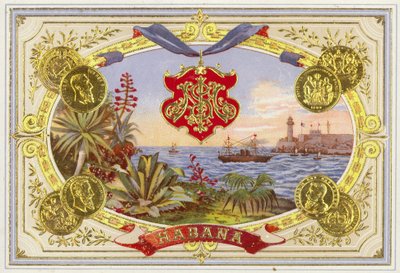 Etichetta di scatola di sigari cubani da American School
