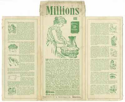 Sapone Cuticura [carta commerciale piegata o scatola verso] da American School