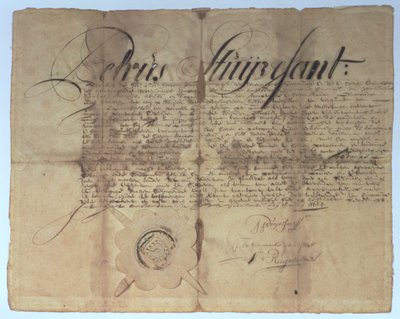 Atto firmato da Peter Stuyvesant, Direttore Generale di New Netherland, 15 maggio 1664 da American School
