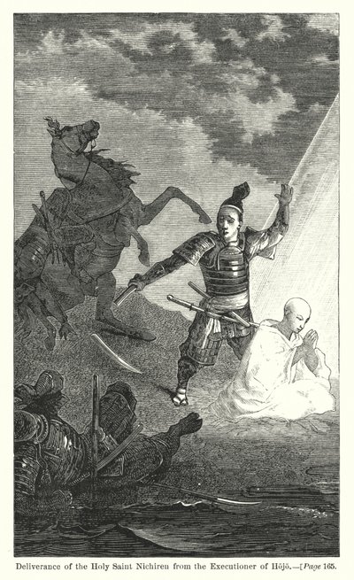 Liberazione del Santo Nichiren dal boia di Hojo (incisione) da American School