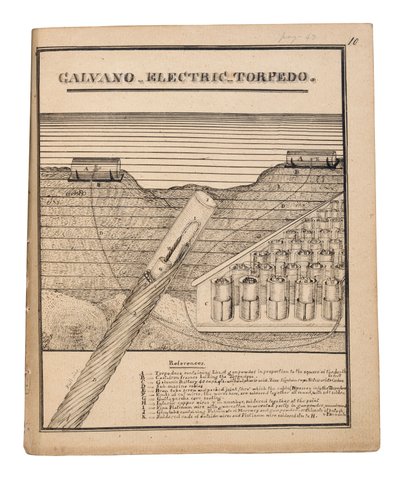 Diagramma del siluro elettrico Galvano di Rains (penna e inchiostro su carta) da American School