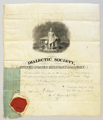 Documento firmato da Ulysses S. Grant come presidente della Dialectic Society a West Point da American School