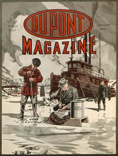 Dinamite DuPont, copertina della rivista DuPont, gennaio 1920 da American School