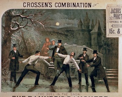 Duello nella neve, poster per The Bankers Daughter, con Crossens Combination al Jacobs & Procter Opera House da American School