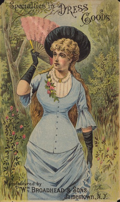 Signora elegante con ventaglio da American School