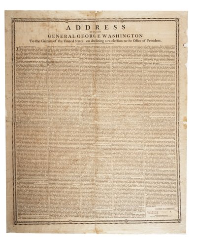 Discorso di addio del defunto generale George Washington, 17 settembre 1796 da American School