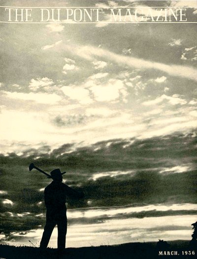 Contadino nel campo, copertina della rivista DuPont, marzo 1936 da American School