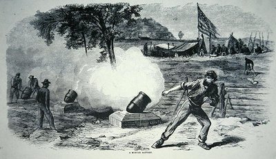 Batteria di mortai federale durante la Guerra Civile Americana (1861-65) da American School