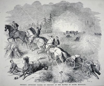 Artiglieria federale che prende posizione alla Battaglia di South Mountain, settembre 1862 da American School