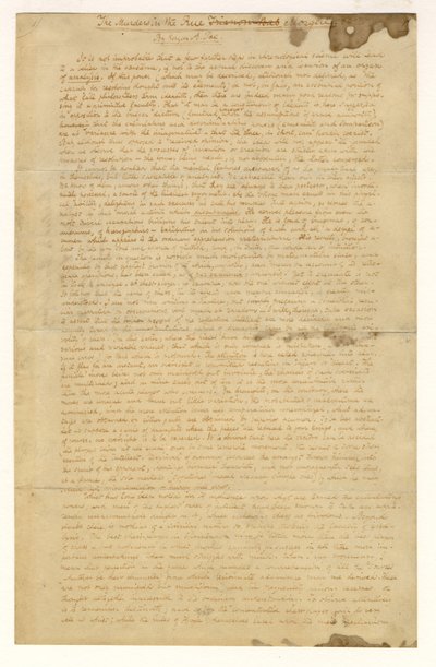Prima pagina di I delitti della Rue Morgue di Edgar Allan Poe, 1841 da American School