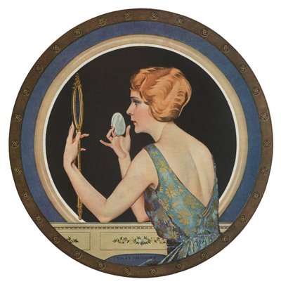 Flapper che si trucca davanti a uno specchio da American School