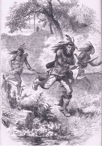Fuga degli indiani dopo il massacro, illustrazione da Cassell