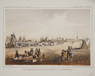 Forte Union e distribuzione di beni agli Assiniboini da American School