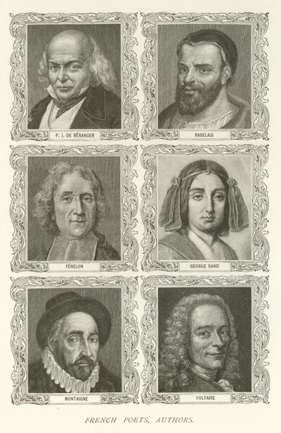 Poeti francesi, autori, P J De Beranger, Rabelais, Fenelon, George Sand, Montaigne, Voltaire da American School