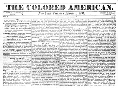 Prima pagina di The Colored American, 4 marzo 1867 da American School