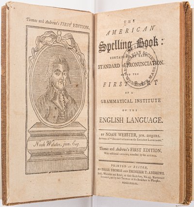 Frontespizio da "The American Spelling Book" di Noah Webster, Boston, 1789 da American School