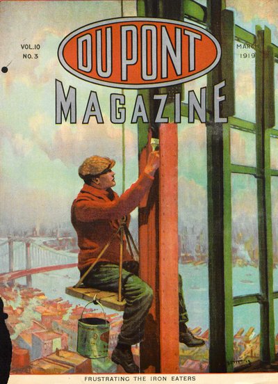 Frustrare il Mangiatore di Ferro, copertina della rivista DuPont, marzo 1919 da American School