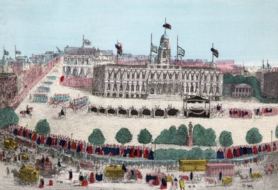 Processione funebre di Abraham Lincoln, 25 aprile 1865 a New York, pub. 1865 da American School