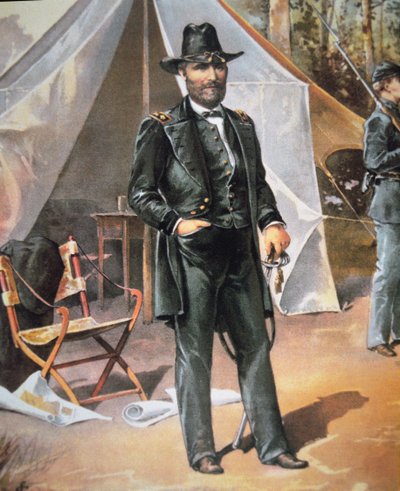 Generale Ulysses Simpson Grant (litografia a colori) da American School