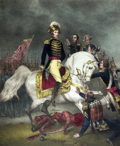 Il generale William Henry Harrison alla Battaglia di Tippecanoe nel 1811 da American School