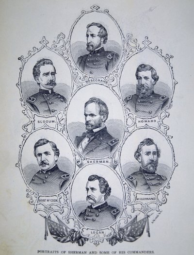 Generale William Tecumseh Sherman (1820-91) e alcuni dei suoi comandanti dell