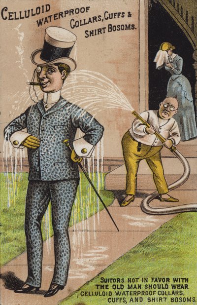 Gentiluomo in abito spruzzato con acqua da American School