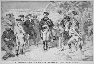 George Washington a Valley Forge con il suo esercito continentale, inverno e primavera da American School