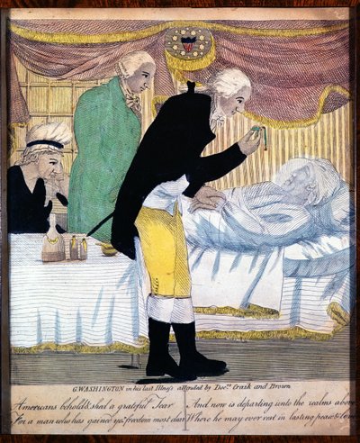 George Washington nella sua ultima malattia, assistito dai dottori Craik e Brown, 1799 da American School
