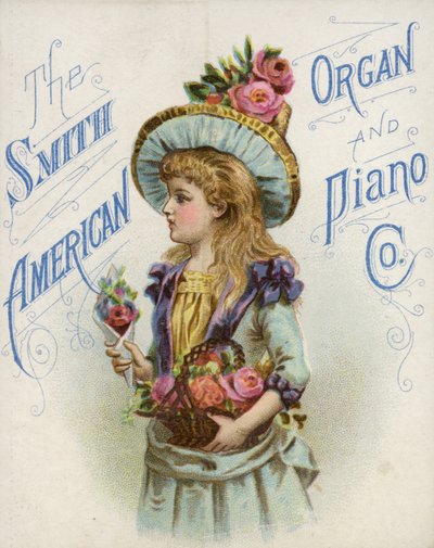 Ragazza con cestino di fiori da American School