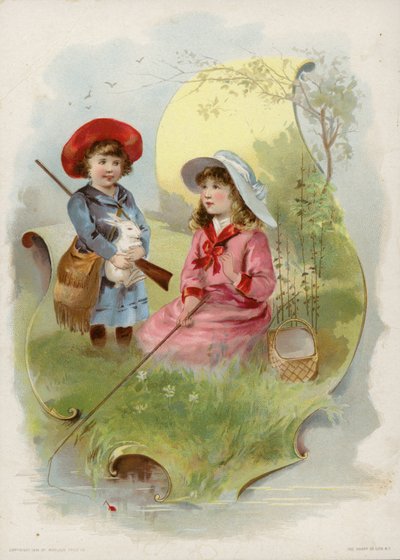 Ragazza con coniglio bianco, ragazza che pesca da American School