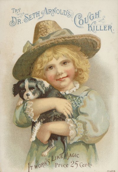 Ragazza con cappello di paglia che tiene un cucciolo da American School
