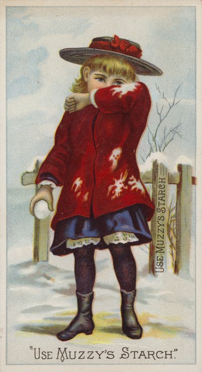 Ragazza con palla di neve in mano che si protegge il viso da American School