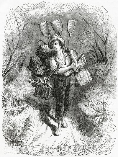 Andare al Negozio, illustrazione per una storia, Una Comunità di Reietti, da Appletons Journal, 23 marzo 1872 da American School
