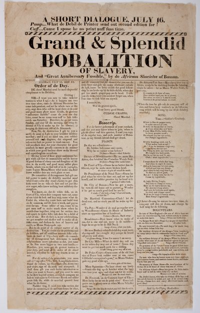 Grande e Splendida Bobalition della Schiavitù, 1822 da American School