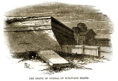Tomba del capo Seminole Osceola, come appariva accanto al Bastione Nordoccidentale di Fort Moultrie nel 1860, poco prima della Guerra Civile Americana da American School