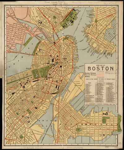 Mappa guida di Boston da American School