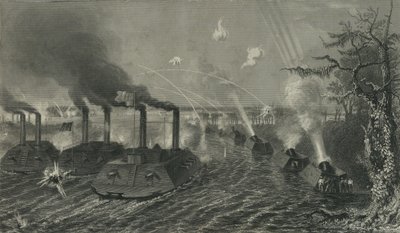Cannoniere e barche mortaio sul Mississippi, c.1878 da American School