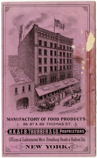 H.K. & F.B. Thurber & Co. opuscolo commerciale, verso da American School