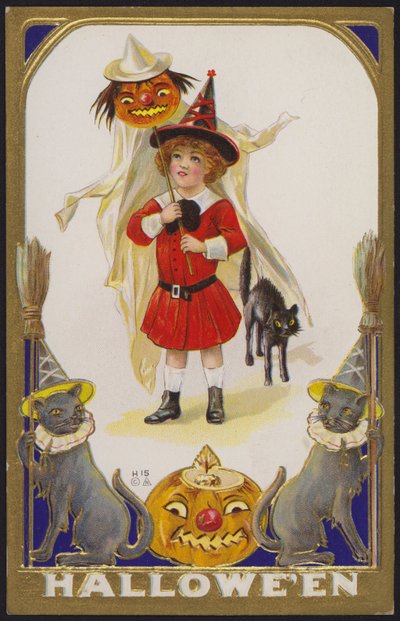 Biglietto di Halloween (litografia a colori) da American School