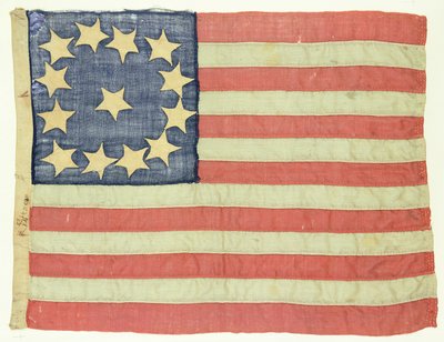 Bandiera cucita a mano con tredici stelle, c.1830-80 da American School