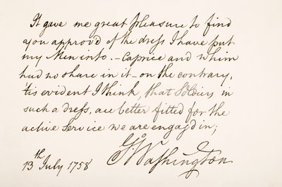 Scrittura e firma di George Washington, 1758 da American School