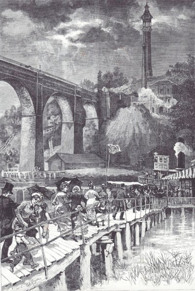 High Bridge sul fiume Harlem, che trasporta acqua fresca dalla contea di Westchester al serbatoio di Central Park da American School