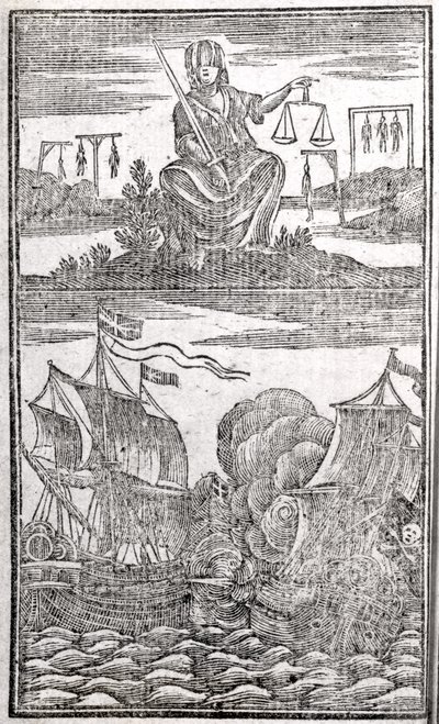 Storia e Vite di Tutti i Più Noti Pirati e delle loro Ciurme, frontespizio, Londra, 1725 da American School